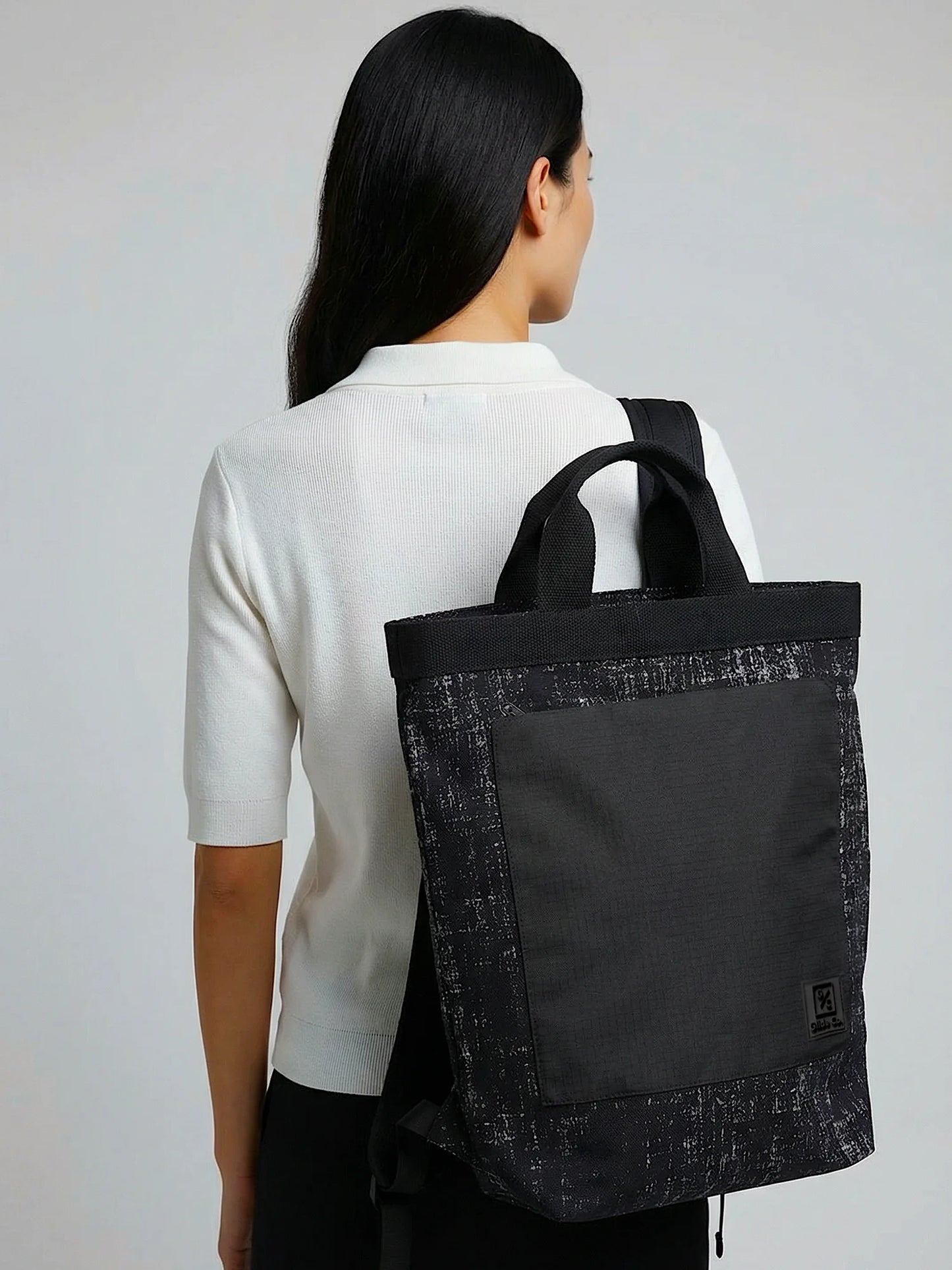 Black Noir Tote Backpack | 3 Way Carry |  Urban Unisex Bag for Work, College & Travel | 11 L Capacity