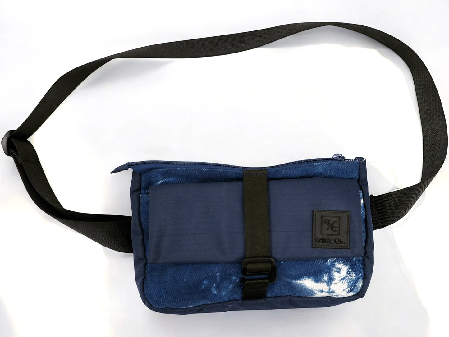 Indigo Chest Bag | Tie-Dye Cotton Canvas & Polyester | PVC Window Pocket with Quick-Access Compartments | Unisex Fanny Pack for Daily Use, Travel & Commute