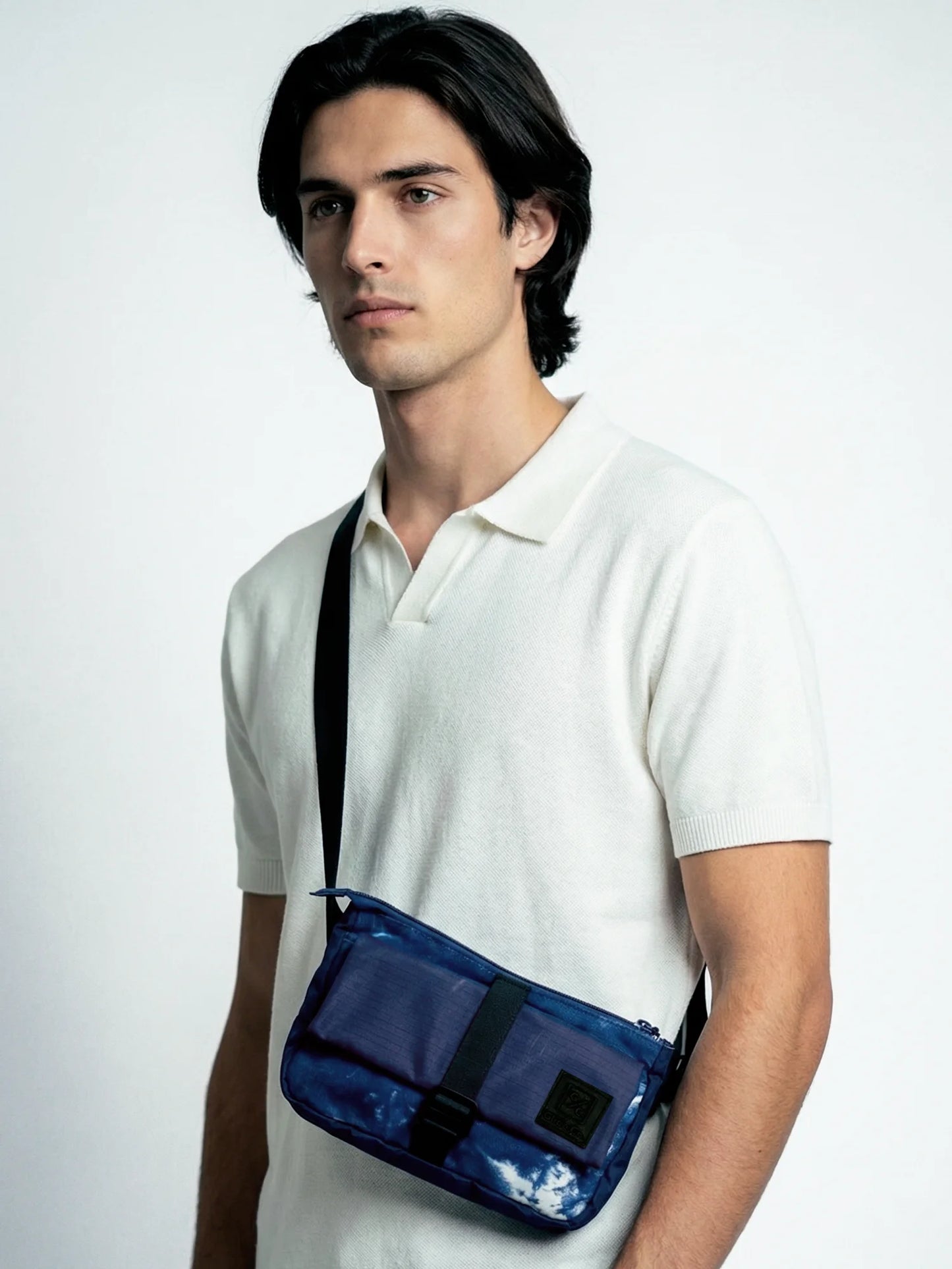 Indigo Chest Bag | Tie-Dye Cotton Canvas & Polyester | PVC Window Pocket with Quick-Access Compartments | Unisex Fanny Pack for Daily Use, Travel & Commute