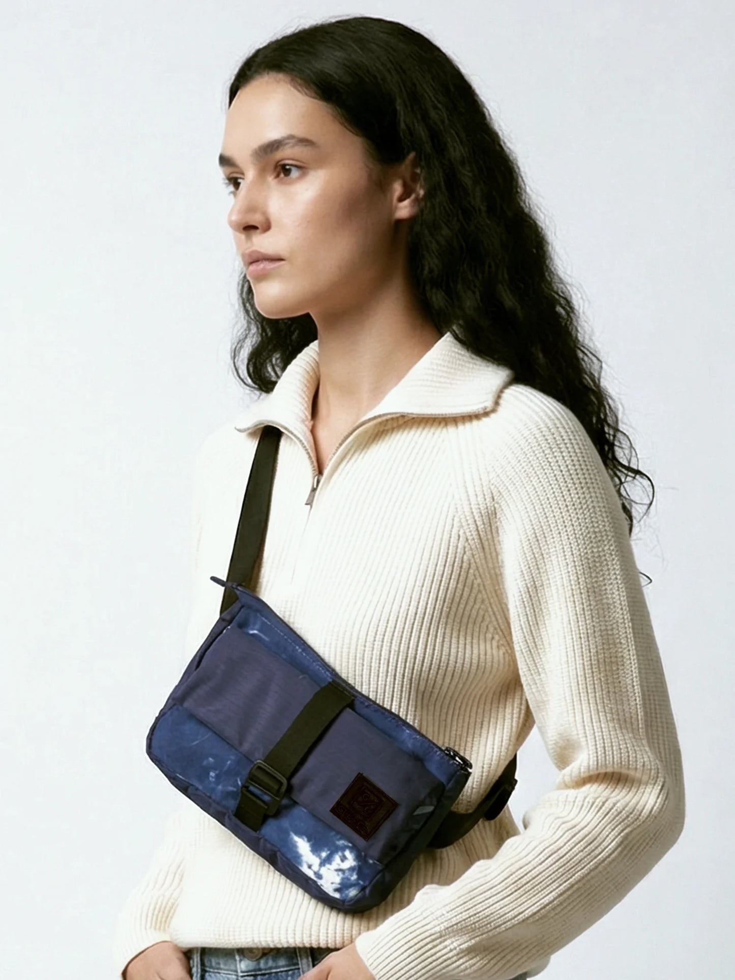 Indigo Chest Bag | Tie-Dye Cotton Canvas & Polyester | PVC Window Pocket with Quick-Access Compartments | Unisex Fanny Pack for Daily Use, Travel & Commute