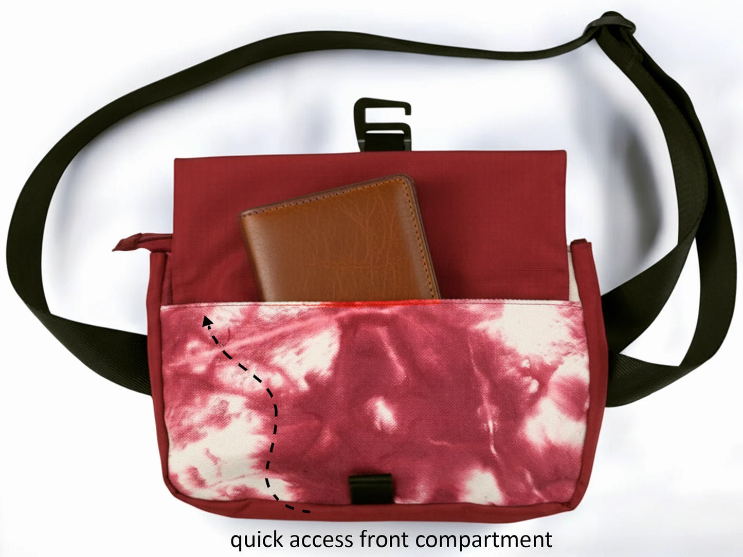 Wine Chest Bag | Tie-Dye Cotton Canvas & Polyester | PVC Window Pocket with Quick-Access Compartments | Unisex Fanny Pack for Daily Use, Travel & Commute