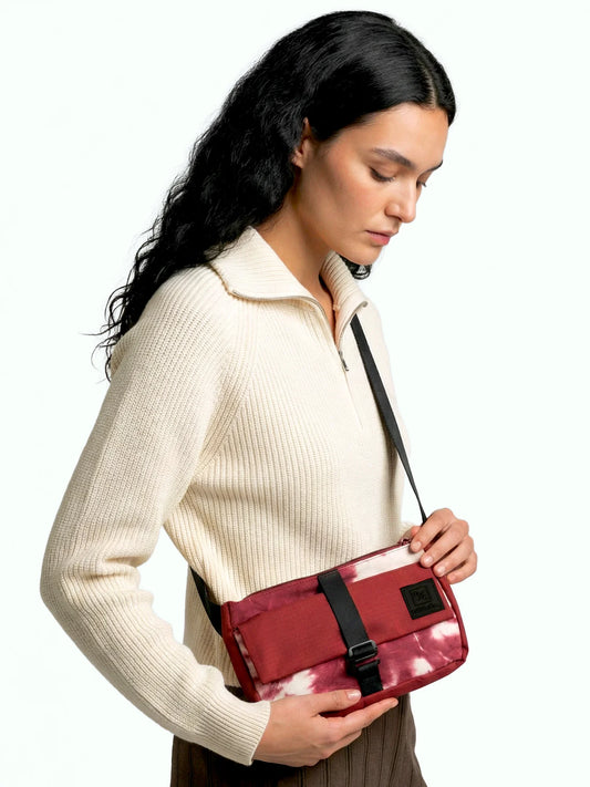 Wine Chest Bag | Tie-Dye Cotton Canvas & Polyester | PVC Window Pocket with Quick-Access Compartments | Unisex Fanny Pack for Daily Use, Travel & Commute